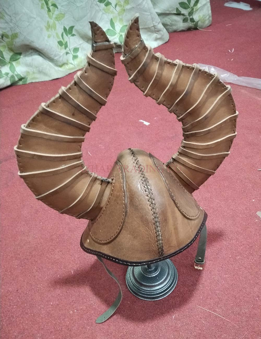 Handmade Viking Style Leather Horned Helmet image 2
