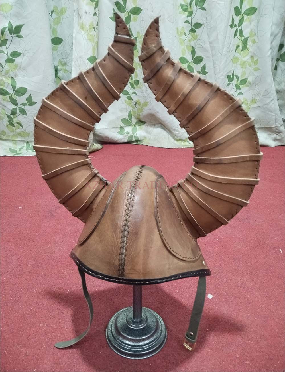 Handmade Viking Style Leather Horned Helmet image 4