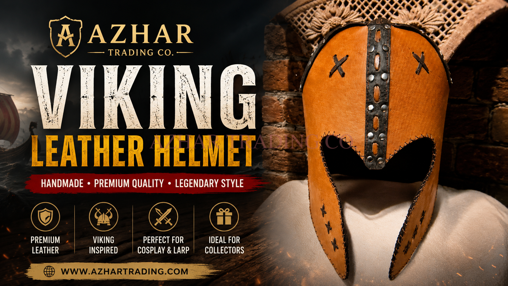 Handmade Viking Leather Helmet | Medieval Fantasy Helmet
