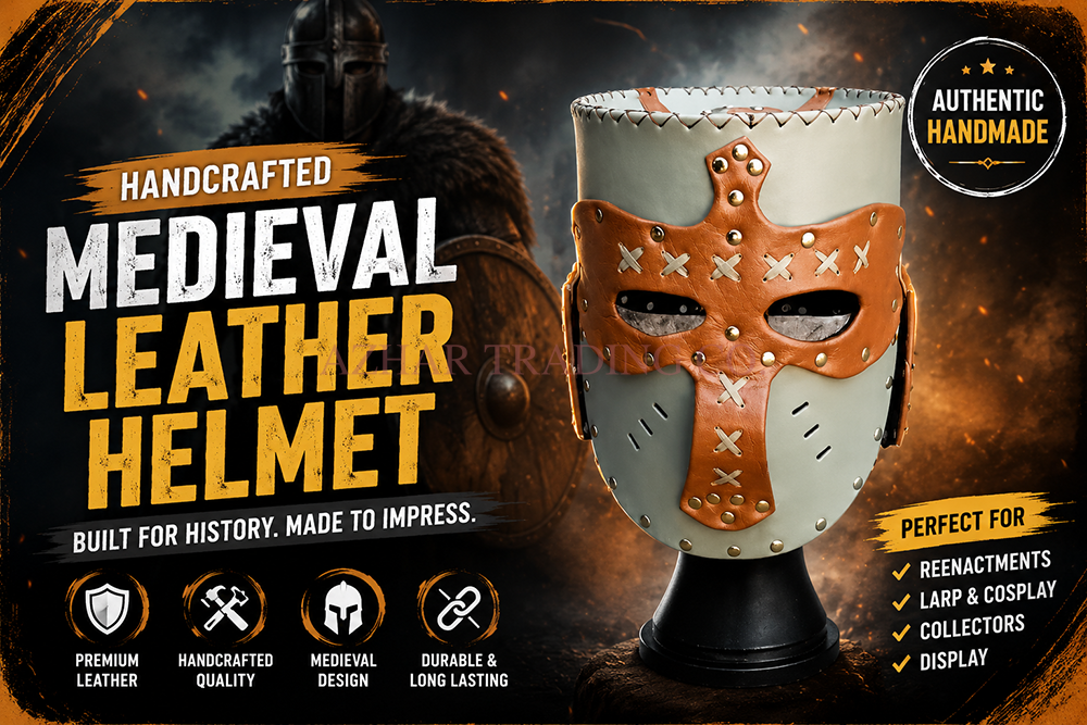 MEDIEVAL LEATHER HELMET Handcrafted Knight Armor