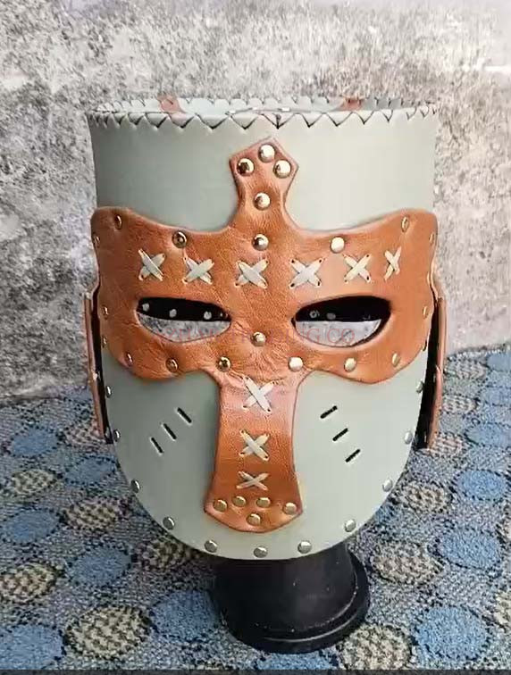 MEDIEVAL LEATHER HELMET Handcrafted Knight Armor image 2
