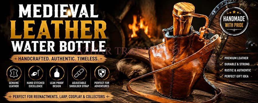 Handcrafted Medieval Leather Water Bottle