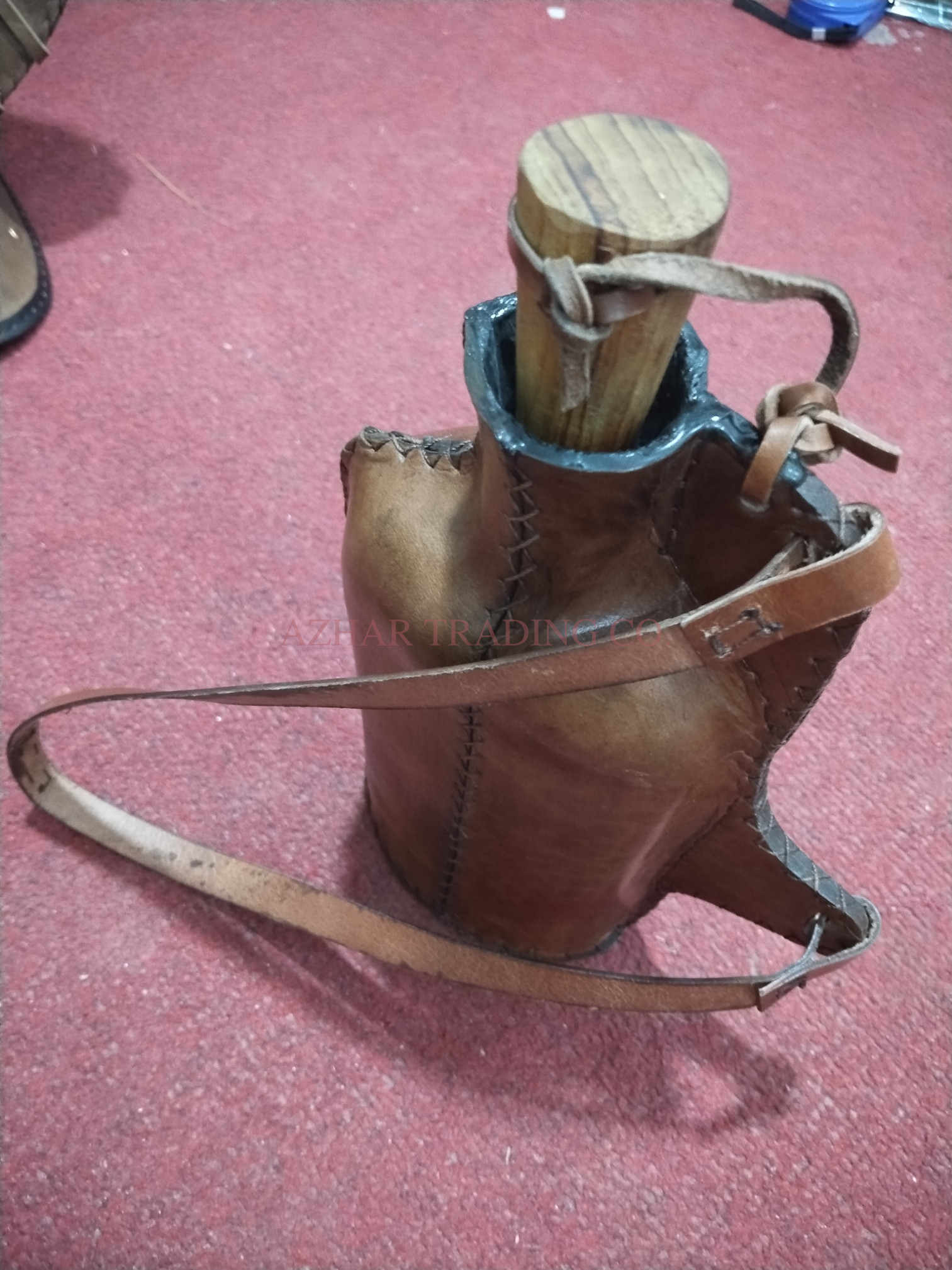 Handcrafted Medieval Leather Water Bottle image 2