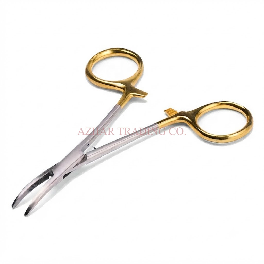 Gold Ring Curved Forceps