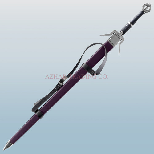 The Witcher Silver Sword Replica | White Handle Ring Pommel Sword image 2