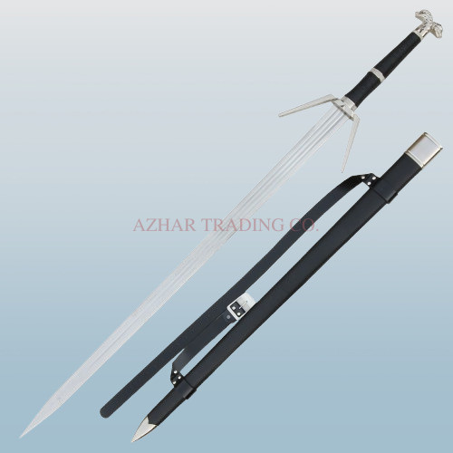 Wolf-Pommel Silver Fantasy Sword