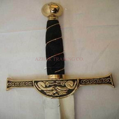 Highlander Gold Clan MacLeod Sword Replica | Scottish Claymore Display Sword image 2