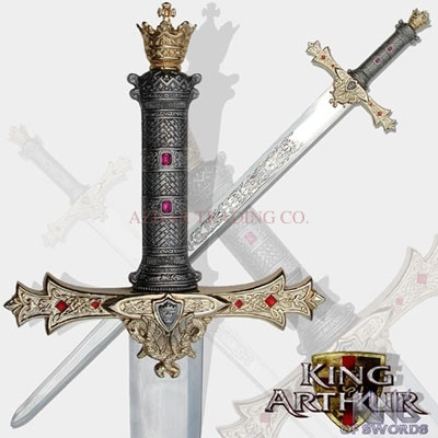 King Arthur Excalibur Sword Replica | Silver Medieval Display Sword