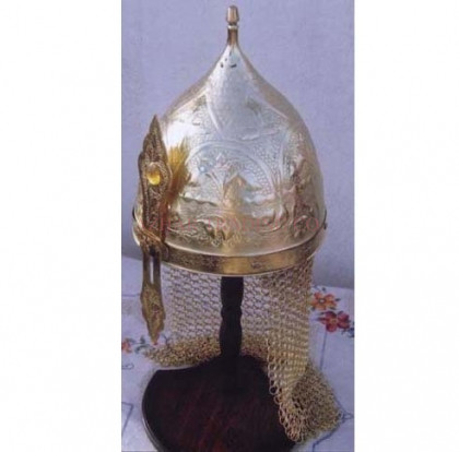 Medieval Battle Helmet – Brass Crown Edition