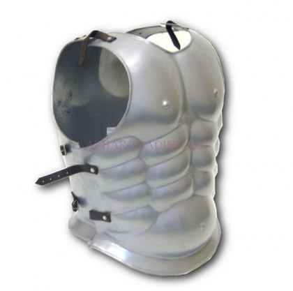 Adult Muscular Cuirass Armor – Silver Steel