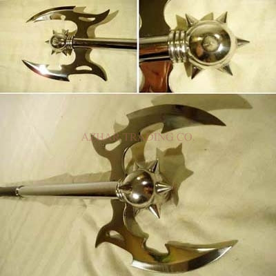 Medieval Battle Axe with Spike Ball