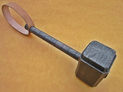 Hand Forged Damascus Steel Thor Hammer