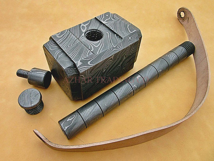 Hand Forged Damascus Steel Thor Hammer image 3