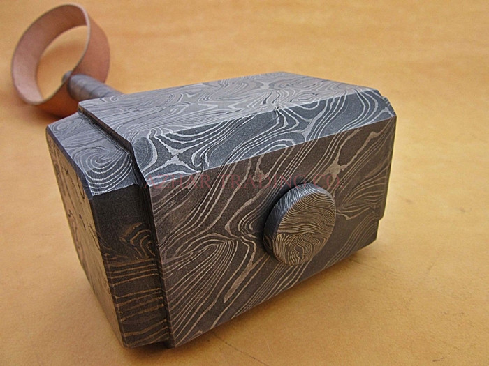 Hand Forged Damascus Steel Thor Hammer image 4