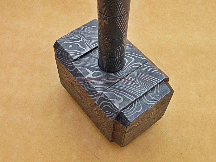Hand Forged Damascus Steel Thor Hammer image 6