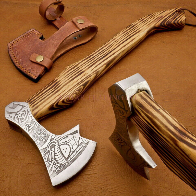 Handmade Viking Bearded Axe with Nordic Engraving