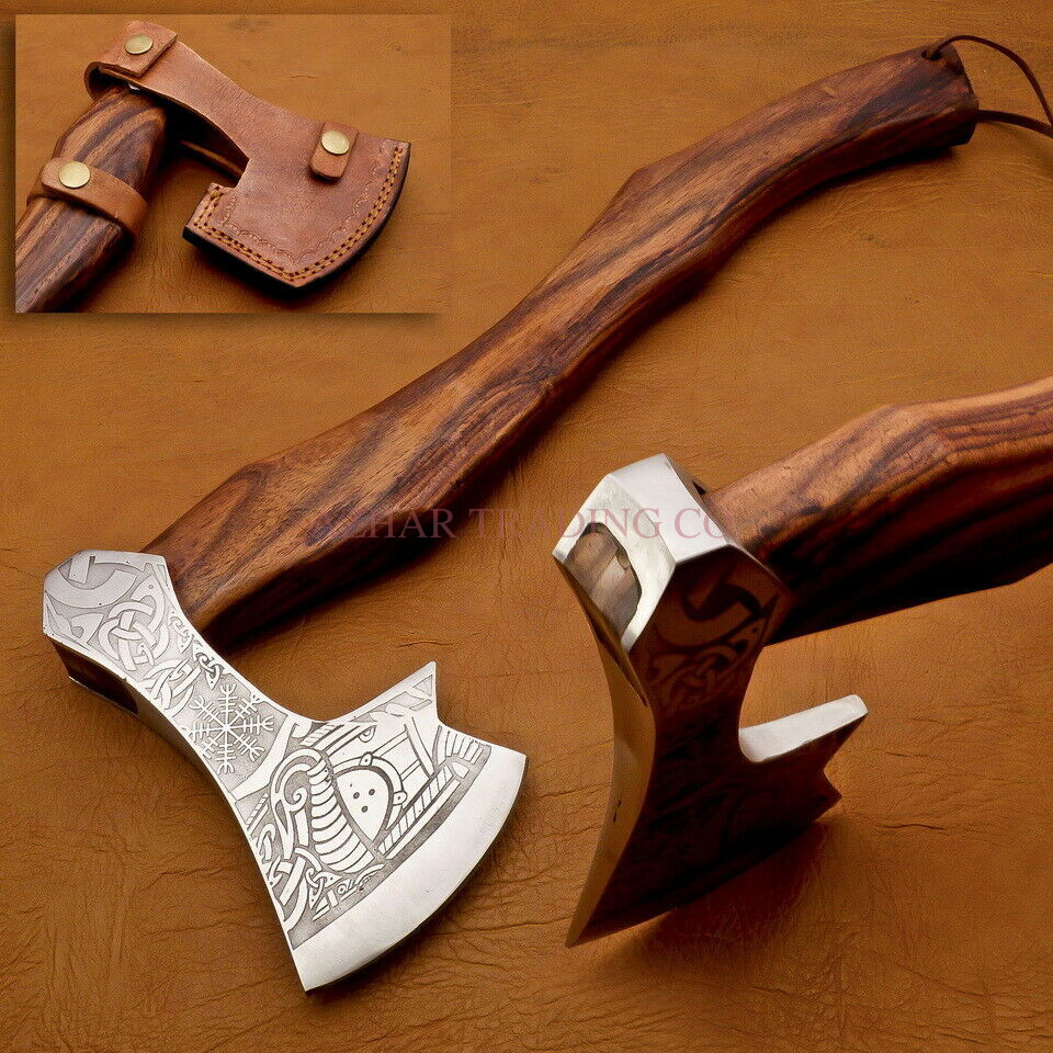 Handmade Viking Battle Axe with Traditional Engraving