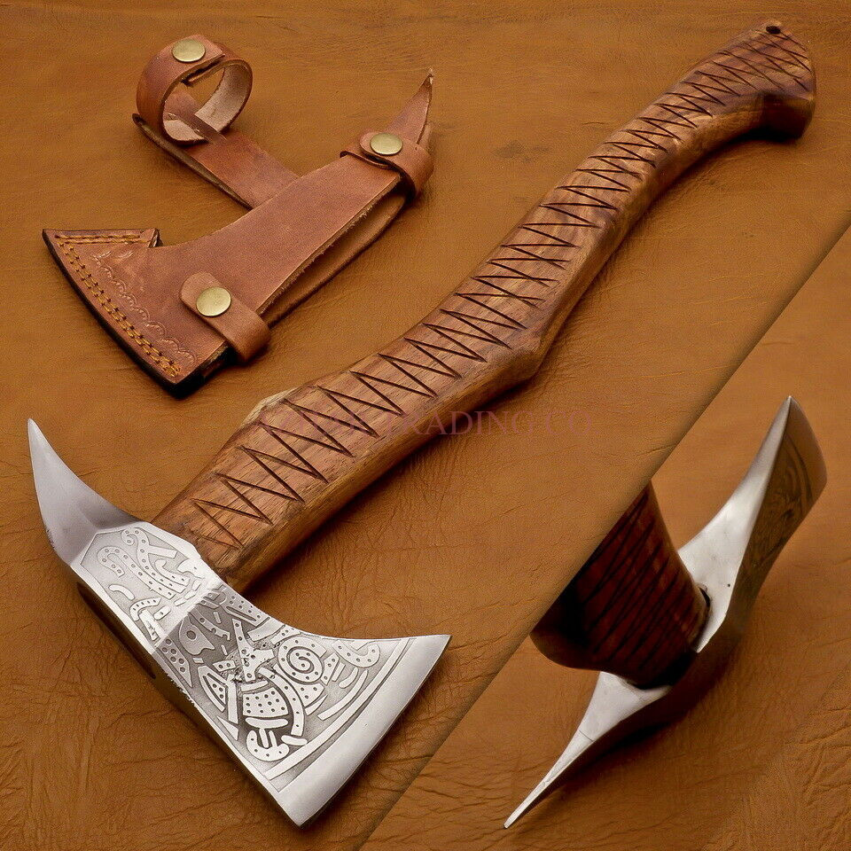 Handmade Viking Textured Handle Axe