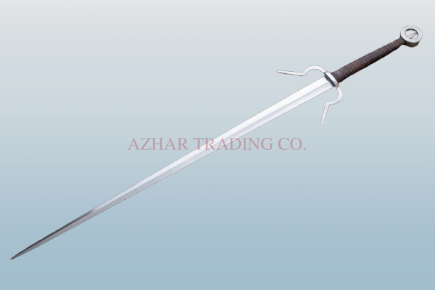 The Witcher Silver Sword Replica | Black Handle Ring Pommel Sword image 3