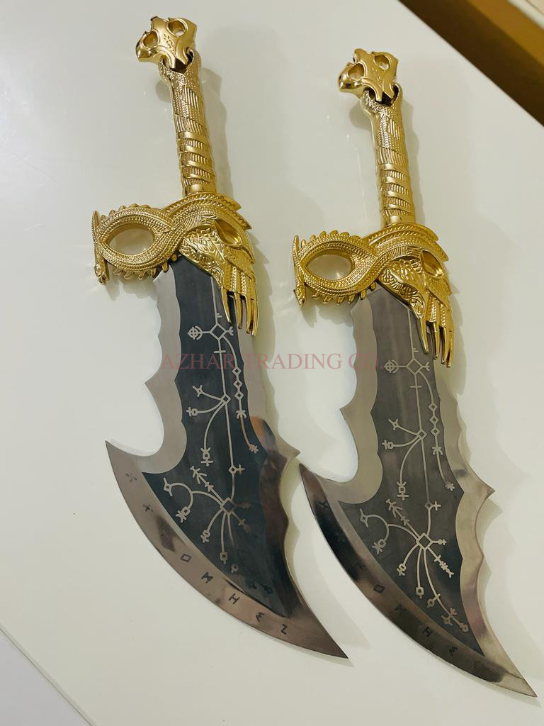 God of War Blades of Chaos Replica Set – Gold-Plated Handles