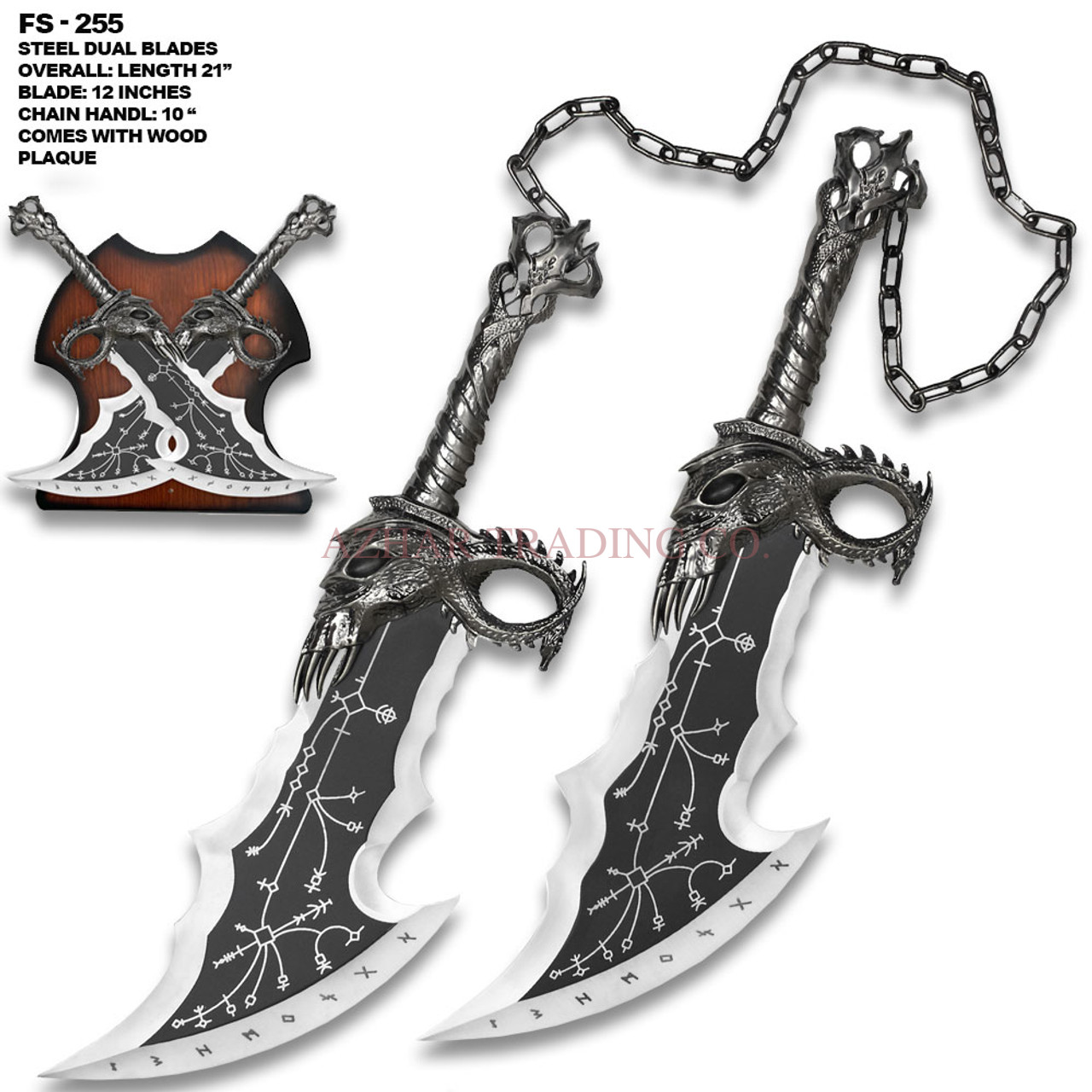 God of War Blades of Chaos Replica Set – Silver Edition image 3