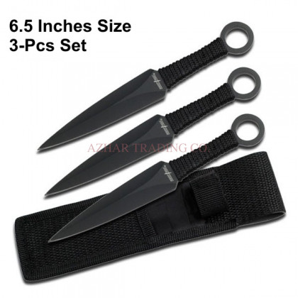 Elite 6.5-Inch Tactical Throwing Knife 3-Piece Set with Nylon Sheath