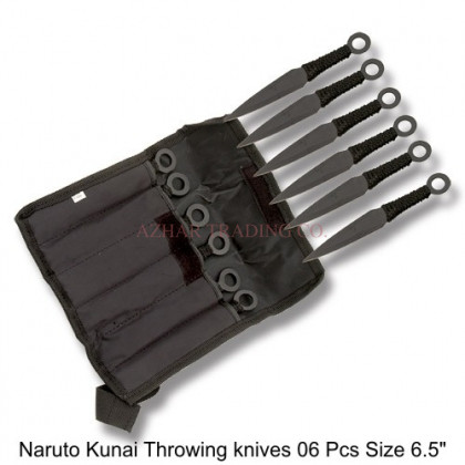 Stealth Black Naruto Kunai 6-Piece Throwing Knife Set