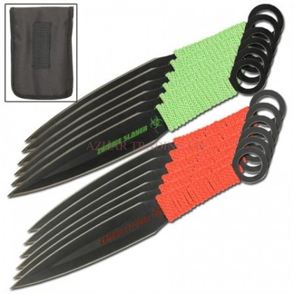 Custom Naruto Green & Red 12-Piece Kunai Throwing Knife Set