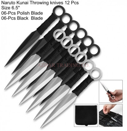 Premium Naruto Black & Silver 12-Piece Kunai Throwing Set