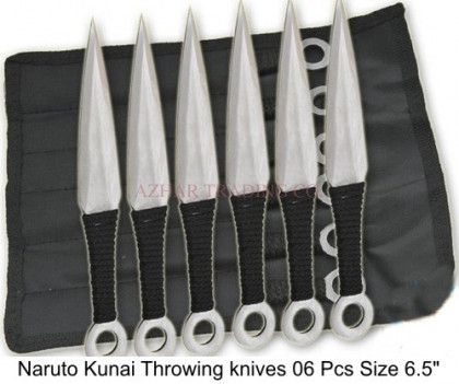 Naruto Silver Kunai 6-Piece Throwing Knife Set