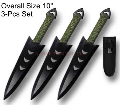 3-Piece Warrior Arrowhead Throwing Knife Set (Black)