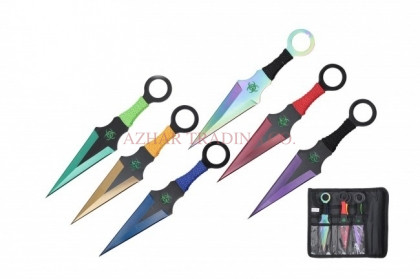 6-Piece Multi-Color Ring Handle Throwing Knife Set