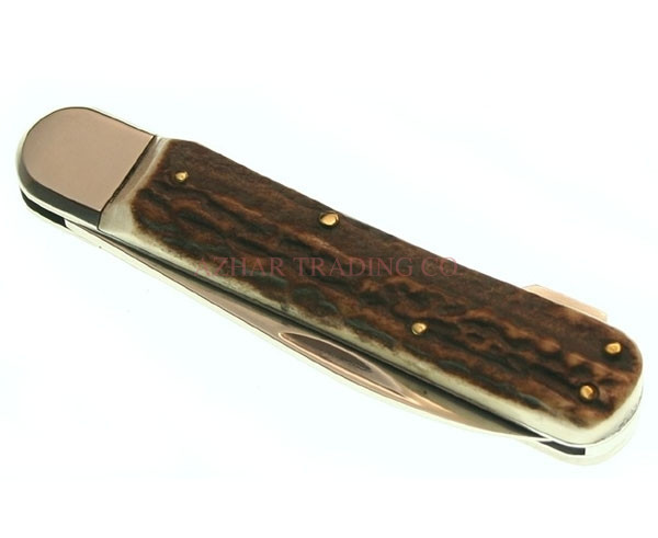Stag Handle Locking Pocket Knife – 15" image 3