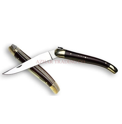 Laguiole Single Blade Folding Knife – Black Wood Handle