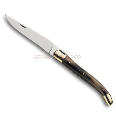 Laguiole Single Blade Folding Knife – Dark Horn Handle
