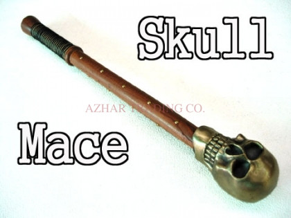 Skull Head Medieval Mace – Decorative Steel Replica