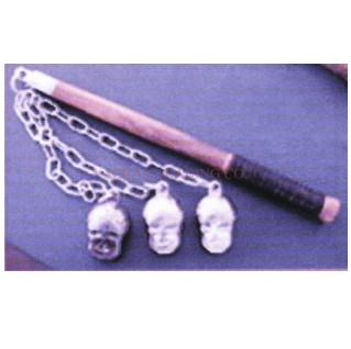 Medieval Triple Skull Mace – Decorative Wood Handle Replica