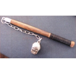 Medieval Single Skull Mace with Wooden Handle