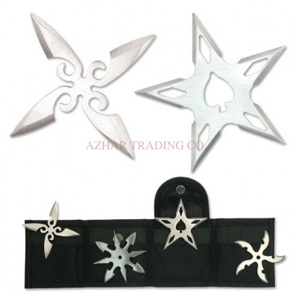 Polished 4-Point Ninja Throwing Star Set