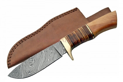 Damascus Hunter Knife (Wood Handle)