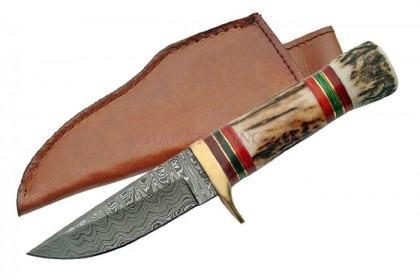 Damascus Hunter Knife (Stag Handle)