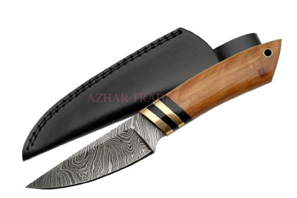 Damascus Hunter Knife (Classic Wood Handle)