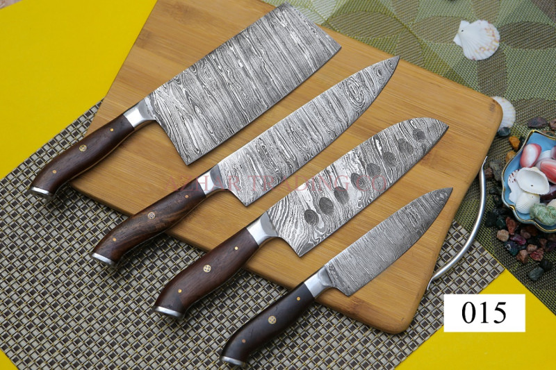 4 Piece Damascus Kitchen Knife Set