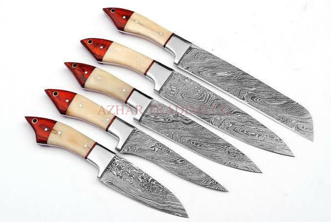 5 Piece Damascus Kitchen Knife Set