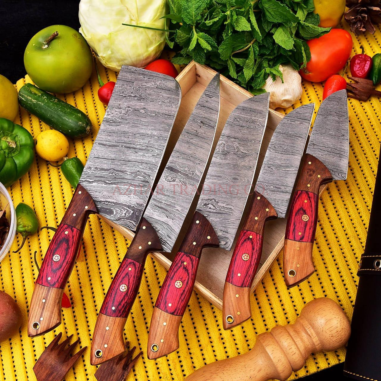 5 Piece Damascus Kitchen Knife Set