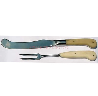 Large Bone Handled Fork and Knife Set image 3