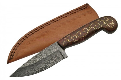 Damascus Hunter Knife (Classic Wood Handle)