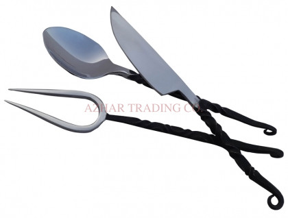 Hand Forged Twisted Handle Spoon and Fork Set