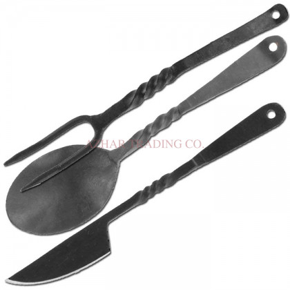 Hand Forged Flat Handle Dining Cutlery Set