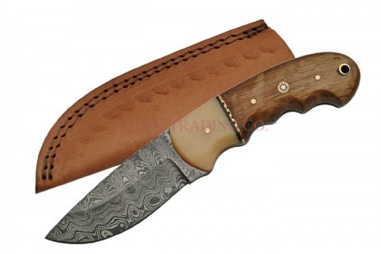 Damascus Hunter Knife (Bone & Wood Handle)